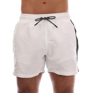 Emporio Armani Mens Logo Taped Swim Shorts / White